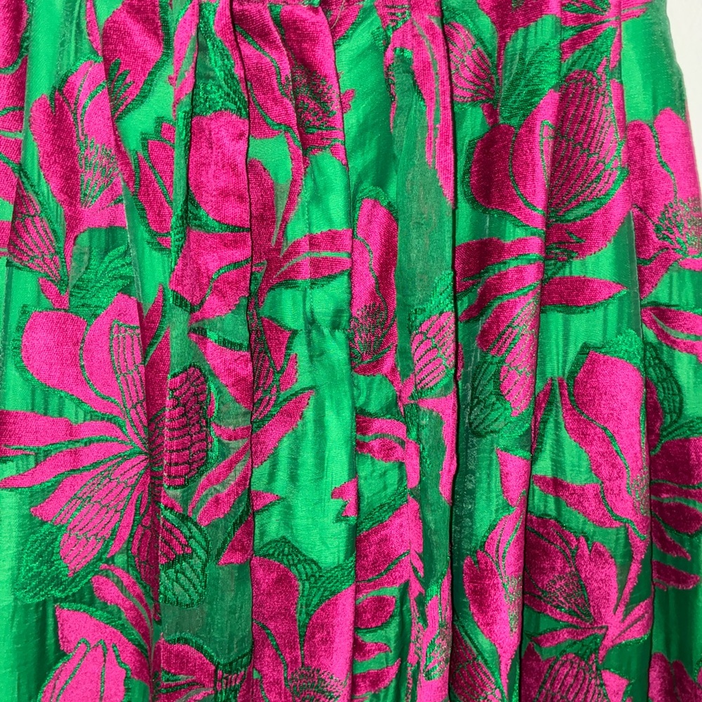 Eva Franco Green Pink Floral Wide-Leg Salinger Pants NEWChemile Bloom 10 No Tag - Picture 10 of 14
